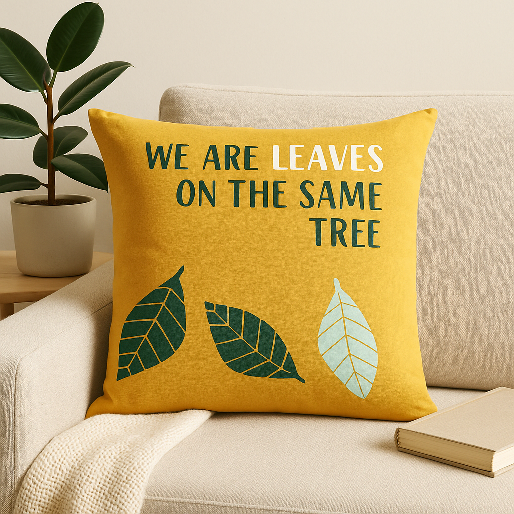 Памучен калъф за възглавница We Are Leaves жълт 45x45cm