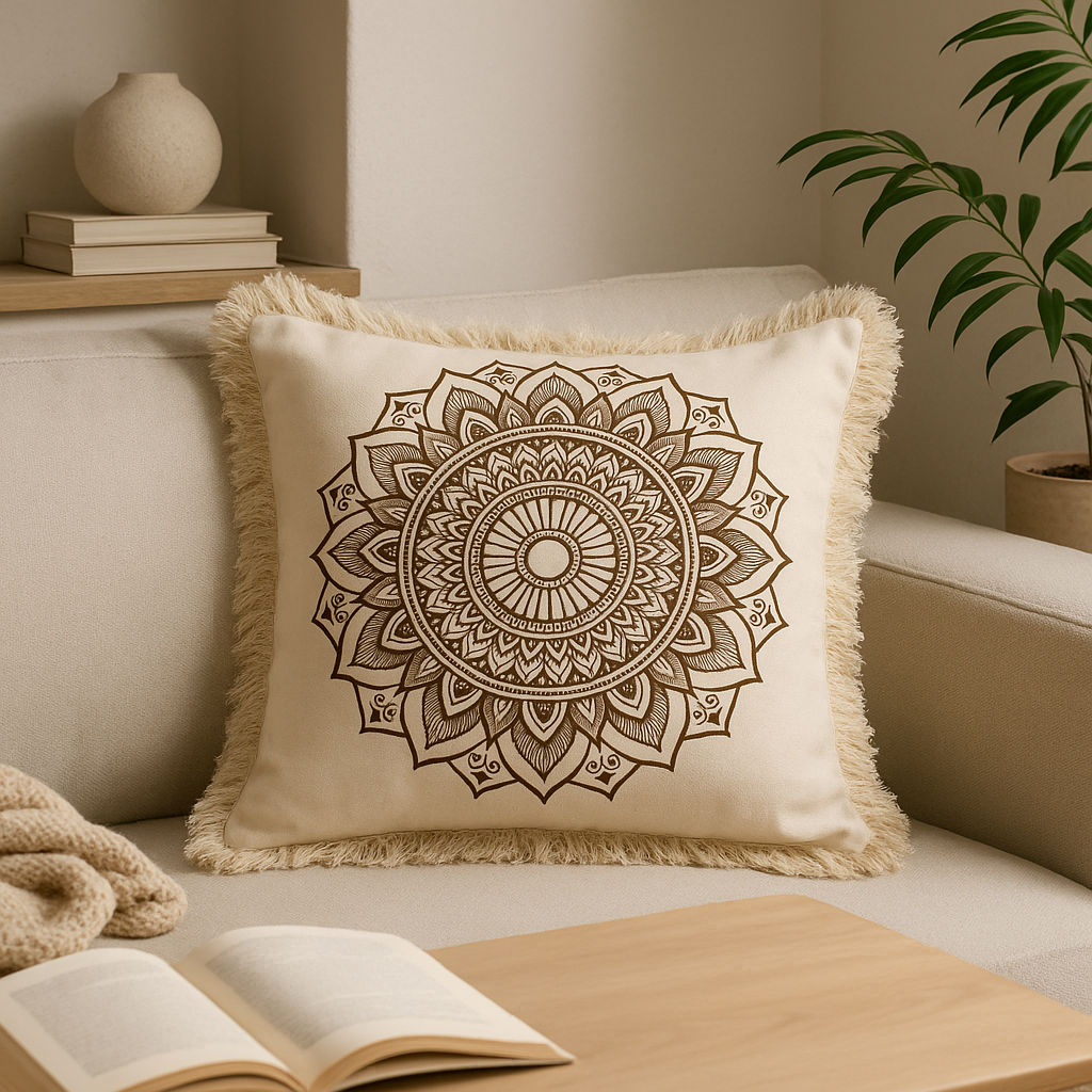 Povlak na polštář z bavlny, bronzová lotosová mandala 45x45cm