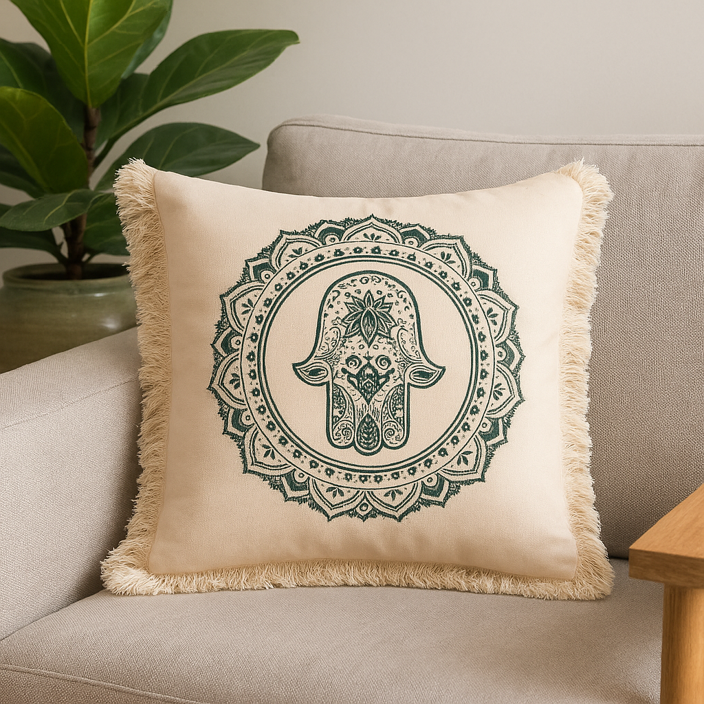 Polštář Zelená Hamsa Mandala 45x45 cm