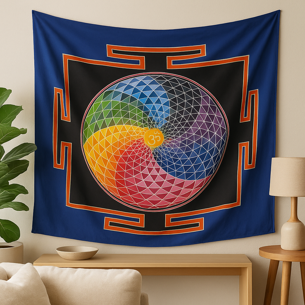 Batik vægophæng syv flag symboler Bali
