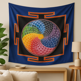 Batik vægophæng syv flag symboler Bali