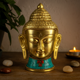 Messing Buddha Hoved Statue - 5 cm