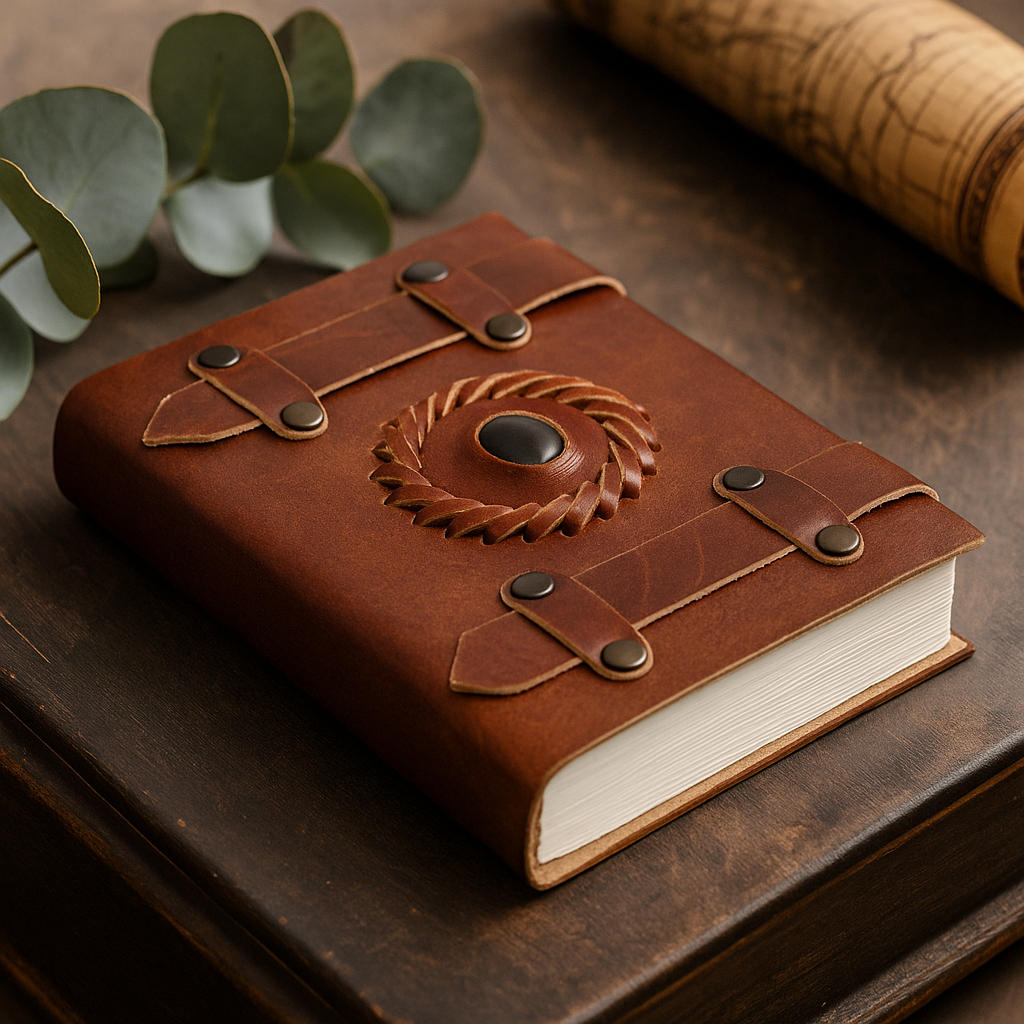 Δερμάτινο Τετράδιο Ημερολόγιο Tigereye Με Ζώνες, 6x4