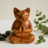 Χαραγμένο Ξύλινο Συσκευαστής Λιβανιού Μεγάλη Γάτα Γιόγκα