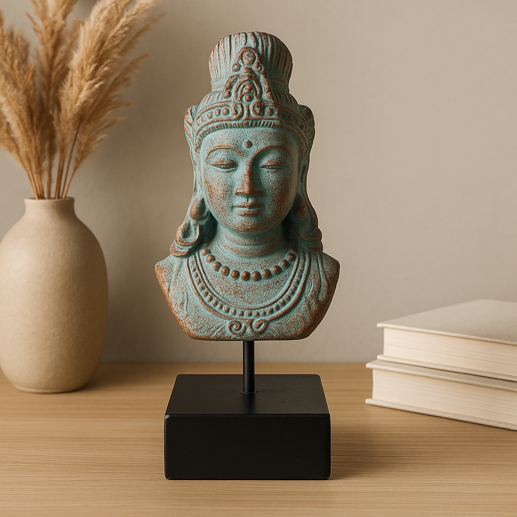 Prinsesse skulptur på stand - Java blå kobber