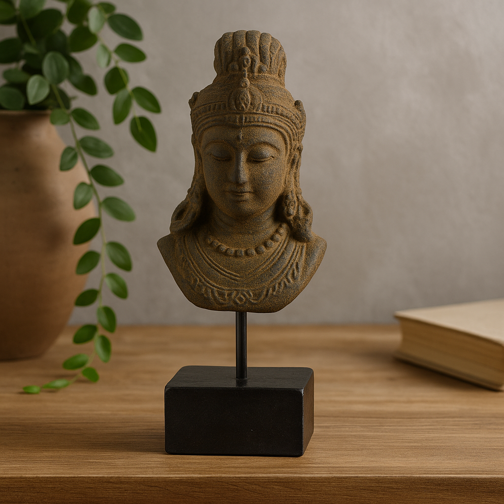 Java Prinsesse Skulptur på Stativ, Grå