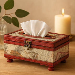 Tissue Box Cover Old Map With Legs