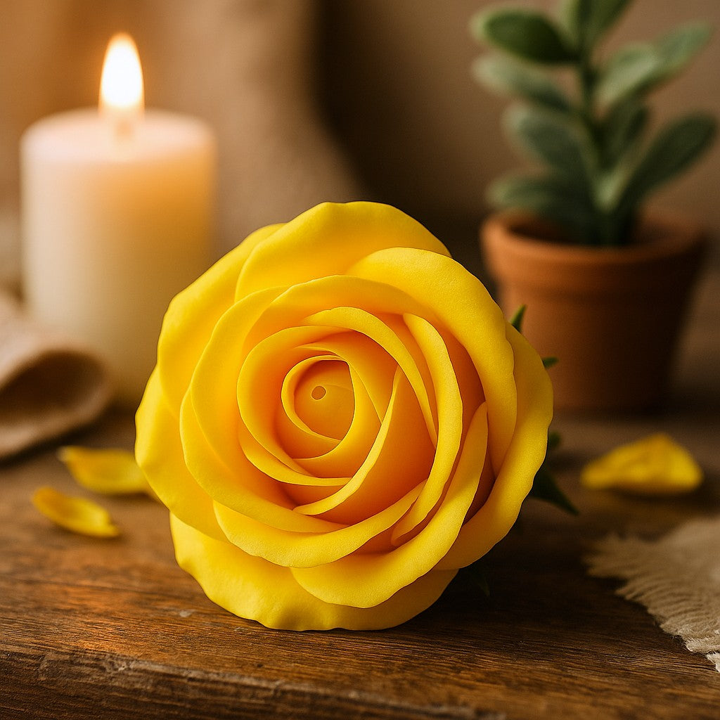 Handgemachte Seifenblumen - Med Rose - Gelb