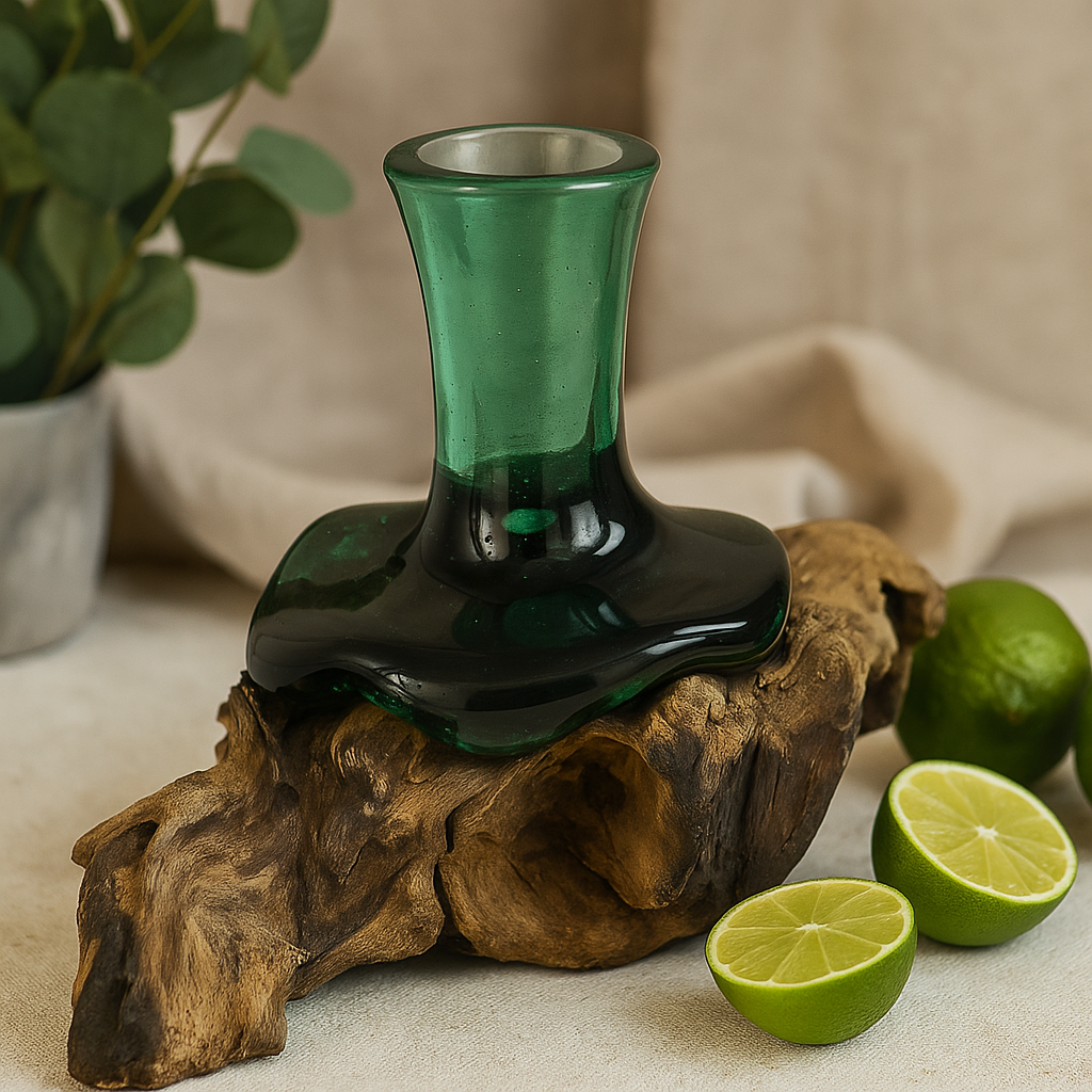 Μικρό Βάζο για Λουλούδια από Μπουκάλι Μπύρας Ανακυκλωμένο σε Ξύλο