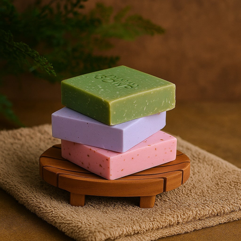 Set di saponi in barre, 3 saponi e piattino Greenman