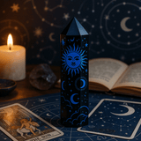 Schwarzer Obsidiankristall - Mystische Geschichte - Mitternachtsblauer Punkt