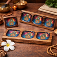 Medium Enamelled Mango Tray Set – Hamsa