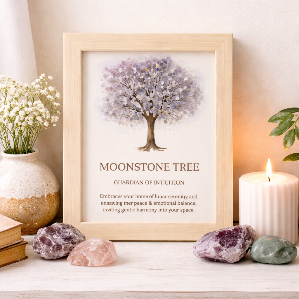 Gemstone Picture - Tree of Life - Moonstone (20x14.7x1cm)