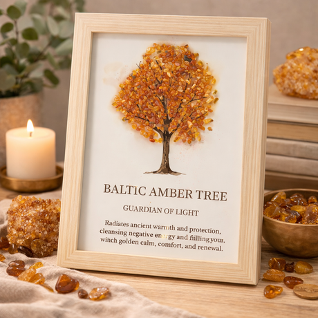 Gemstone Picture - Tree of Life - Baltic Amber (20x14.7x1cm), Oil Burner