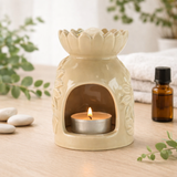 Ceramic Sunflower Oil Burner - Pastel Beige