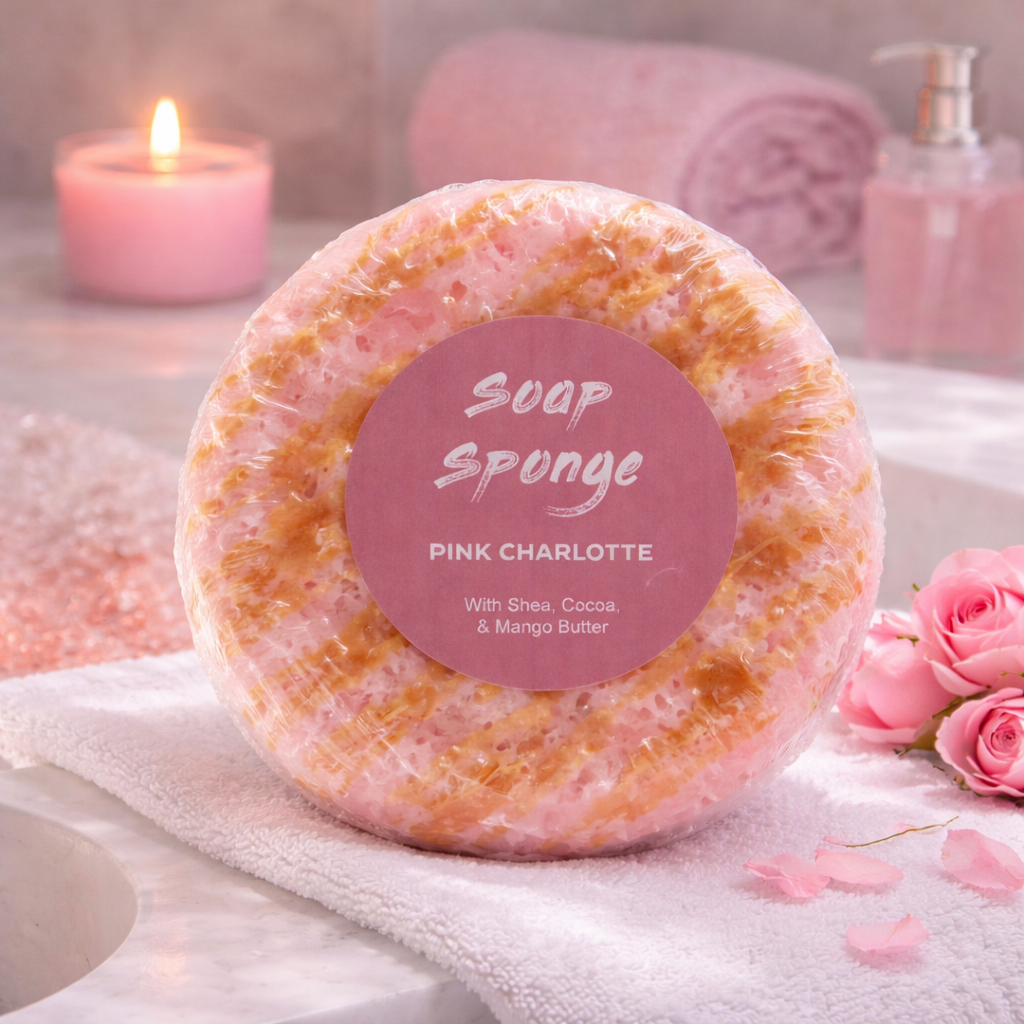 Butter Bubble Soap - Pink Charlotte, Sponge Soap