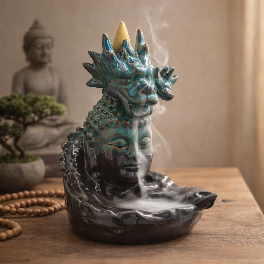 Backflow Incense Burner – Dragon Over Buddha
