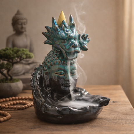 Backflow Incense Burner – Dragon Over Buddha