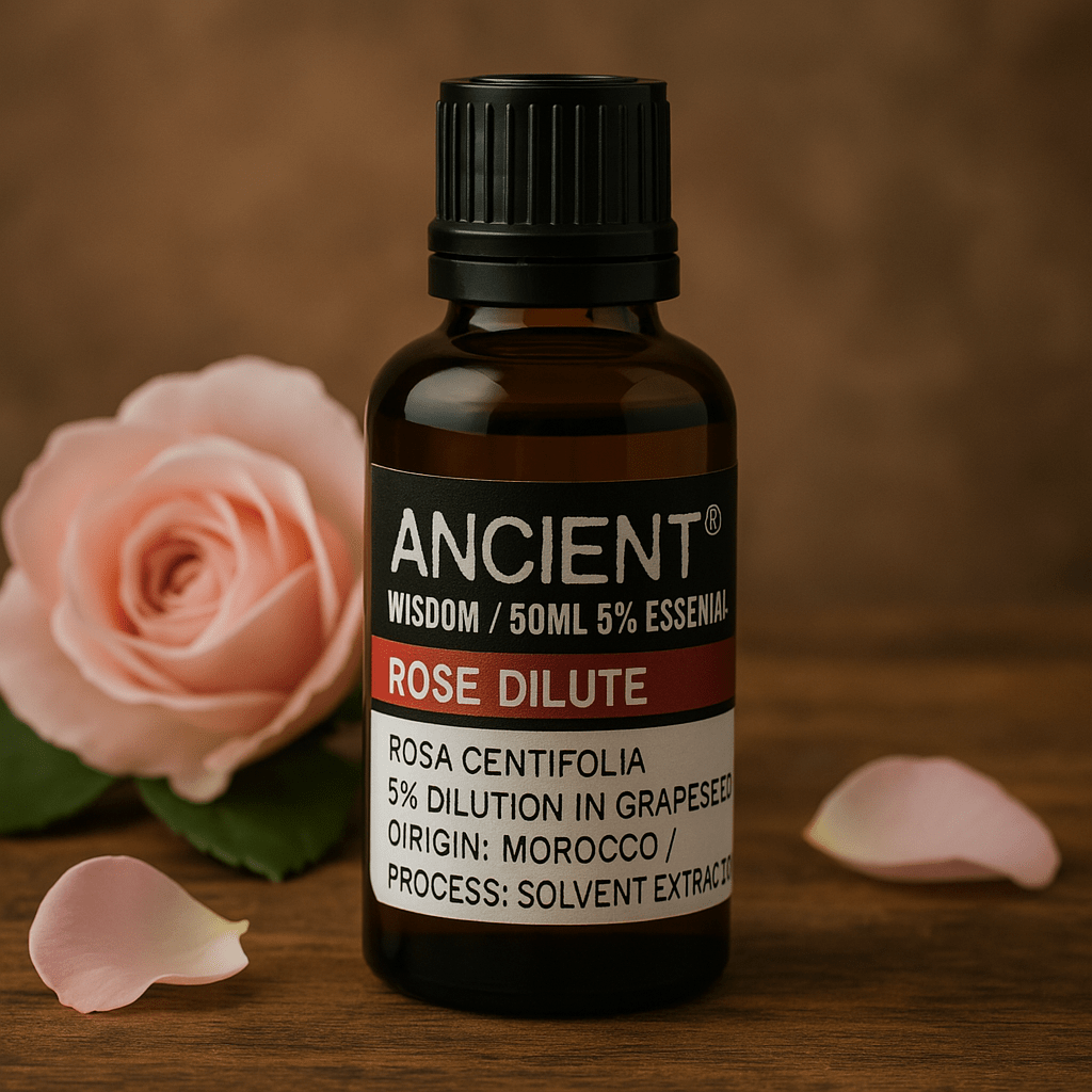 Rose eterisk olje 5 prosent i druekjerneolje 50ml