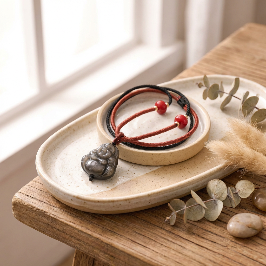 Serin Değerli Taş Kolye Uçları – Gümüş Obsidyen Buda