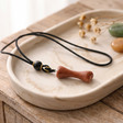 Cord Necklace Gemstone Pendant – Goldstone Bone