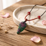 Cord Necklace Gemstone Pendant – Morganite Angel Wing
