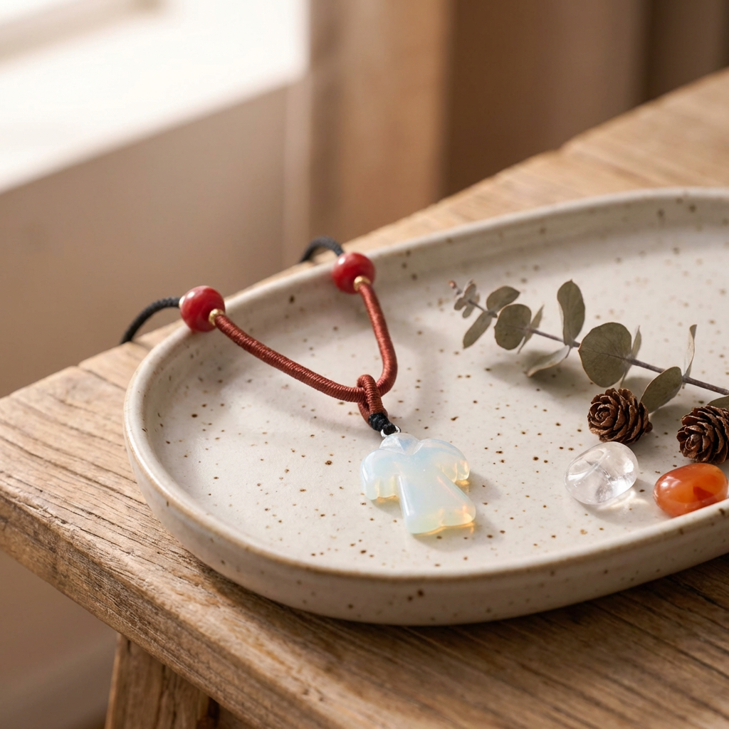 Cord Necklace Gemstone Pendant – Opalite Angel