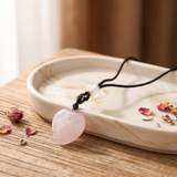 Cord Necklace Gemstone Pendant – Rose Quartz Heart