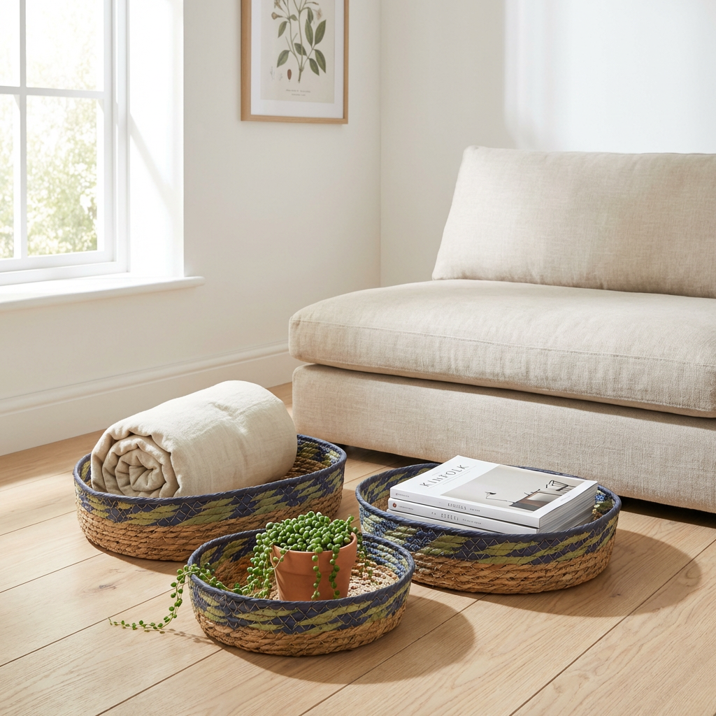 Ohraruoho- ja meriheinäkorit – luonnollinen vihreä ja sininen – 3 kappaleen setti