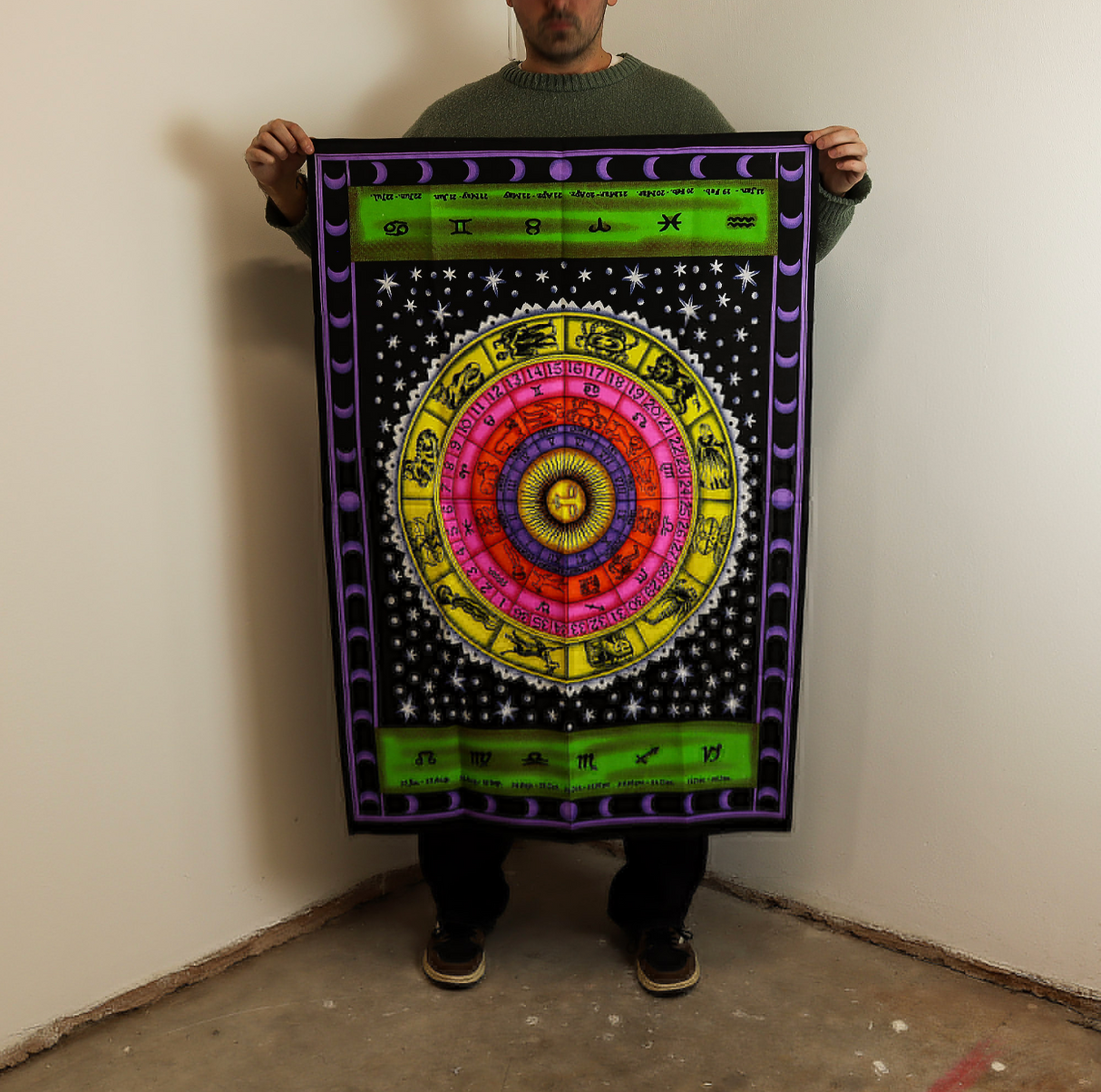 Cotton Wall Art 70X110Cm Zodiac Colourful