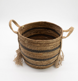 Bananna Leaf & Seagrass Large Baskets - Natural Browns- Set of 3