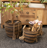 Bananna Leaf & Seagrass Large Baskets - Natural Browns- Set of 3