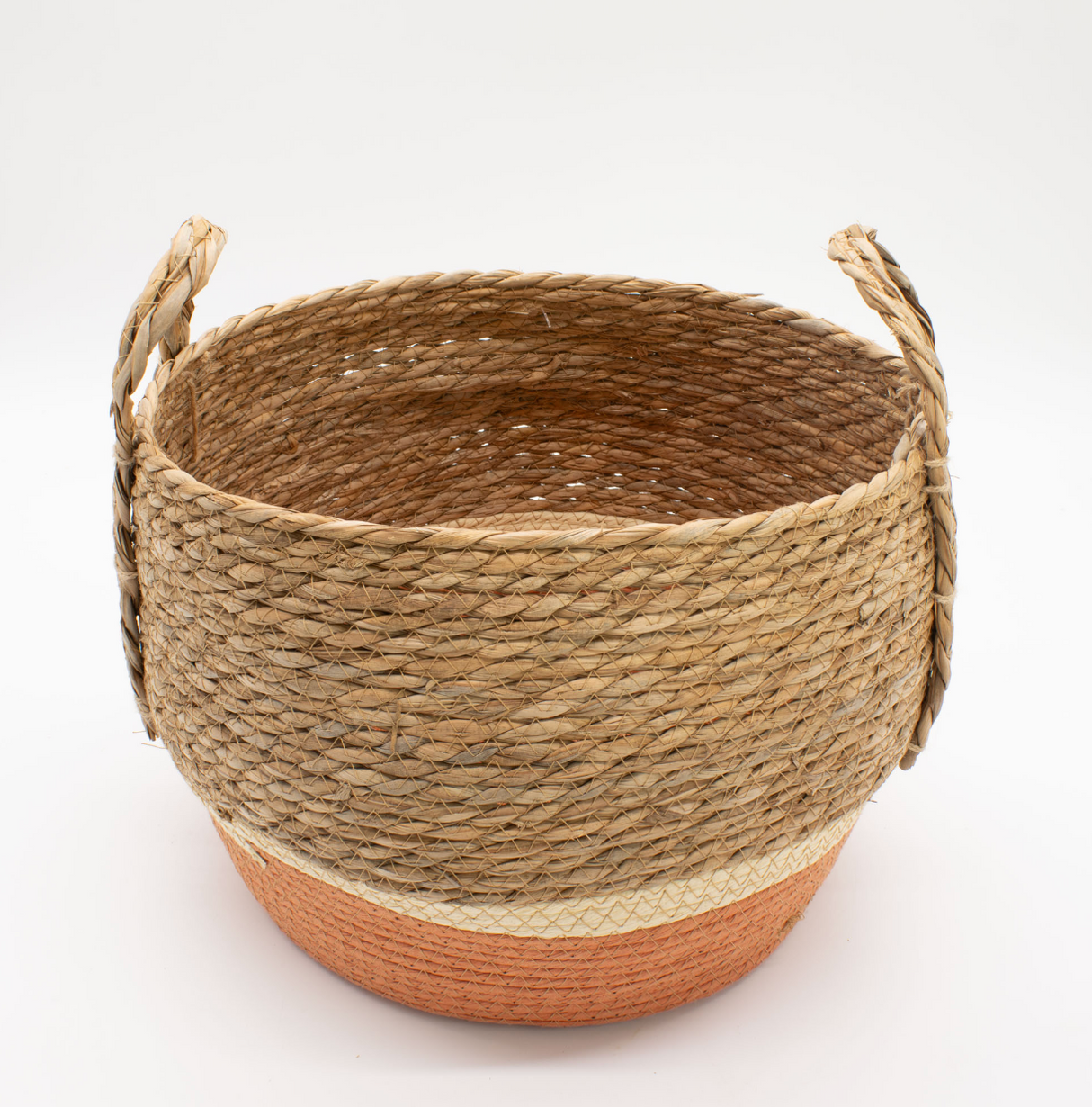 Velike košare od slame i morske trave - prirodne i narančaste - set od 3