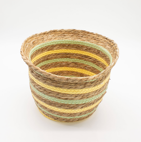 Seagrass & Straw Vase Shaped Baskets  - Natural Yellow & Green - Set of 3
