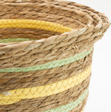 Seagrass & Straw Vase Shaped Baskets  - Natural Yellow & Green - Set of 3