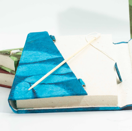 Lokta Bold Floral Notebook Large 21X15Cm 45 Leaves Includes Bookmark Midnight Blue