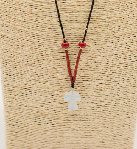 Cord Necklace Gemstone Pendant Opalite Angel
