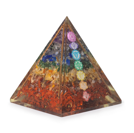 Med Organitové pyramídy 7x6 cm - Medené tyčinky - 7 čipov čakier