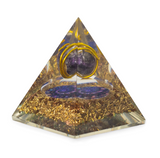 Med Organite Piramidy 7x6cm - Owinięty Ametyst - Miedziane Wiórki