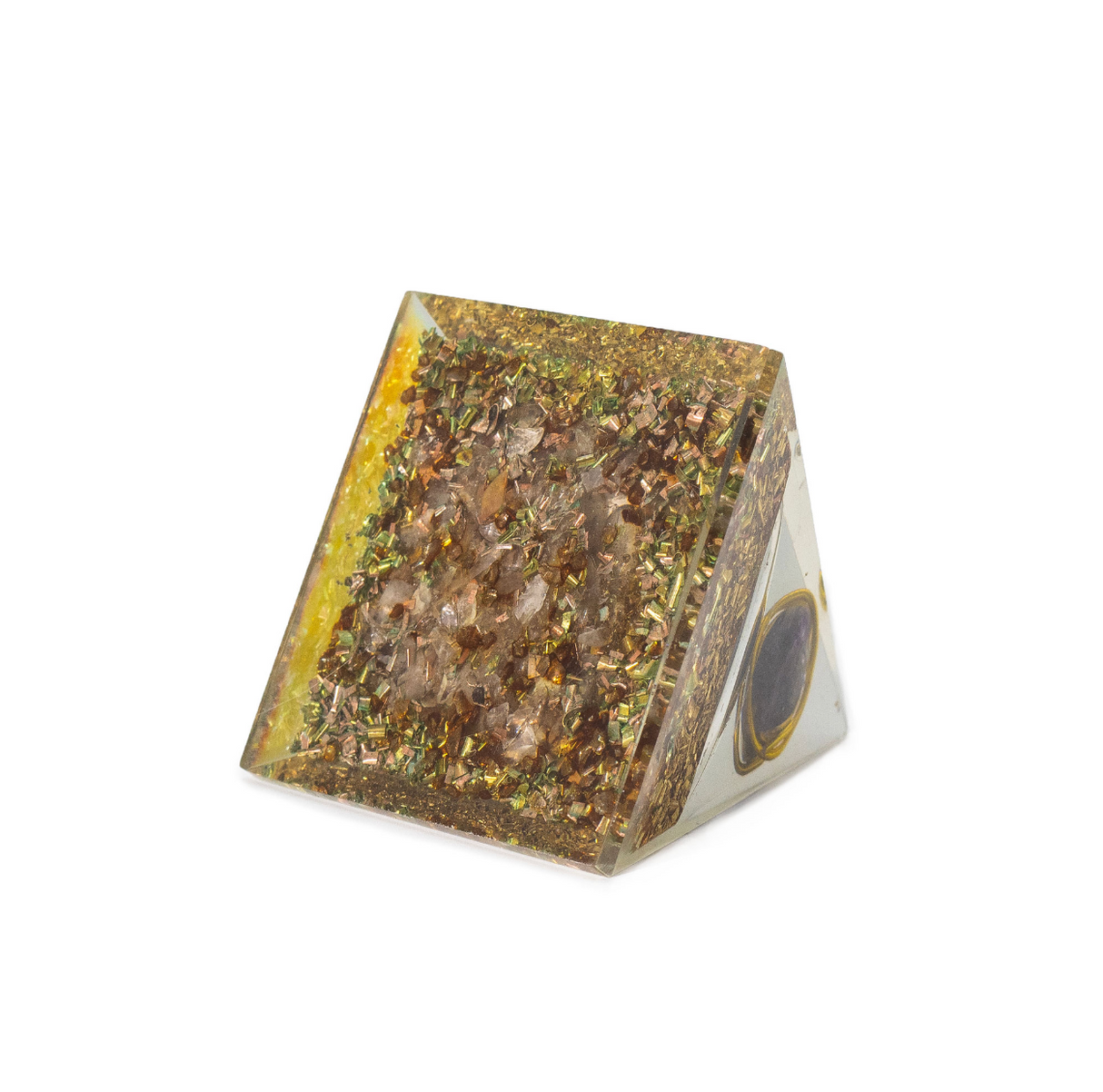 Med Organite Piramidy 7x6cm - Owinięty Ametyst - Miedziane Wiórki