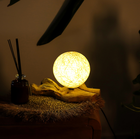 Abajur DriftGlow com Cúpula de Algodão Creme