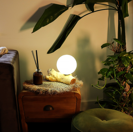 Lâmpada DriftGlow com Abajur de Algodão Luna Marfim