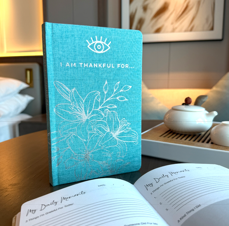 Blue Gratitude Journal With Silver Lining 120 Pages I Am Thankful For