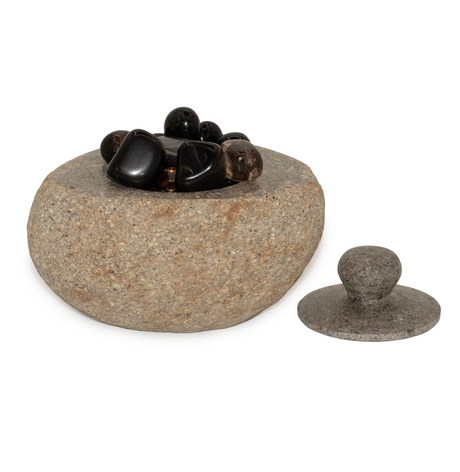 Natural Riverstone Grounding Pot Large Aprox 15X12Cm