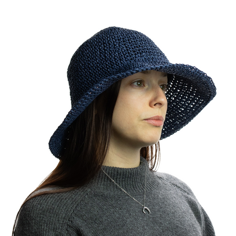 Nomad Sari Floppy Straw Sun Hat – Navy Blue