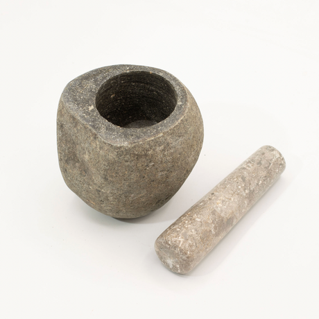 Натуральный речной камень, декоративный пестик и ступка - средний (примерно 12x8 см)