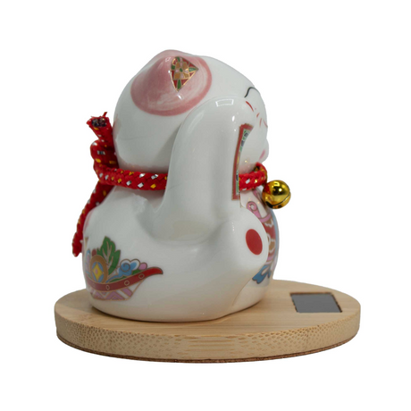 Солнечный денежный кот на деревянной подставке – розовая движущаяся лапка