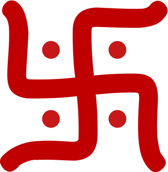 Ancient swastika, a Hindu, Buddhist and Jain symbol of auspiciousness and good fortune