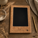 A5 Intention Note Book - LCD Wipe Screen - Cork Leather Effect - 80 Leafs — styled in a warm, naturally lit interior
