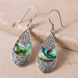 Abalone Shell Earrings Pair Silver Teardrop Oval - SHAMTAM.COM